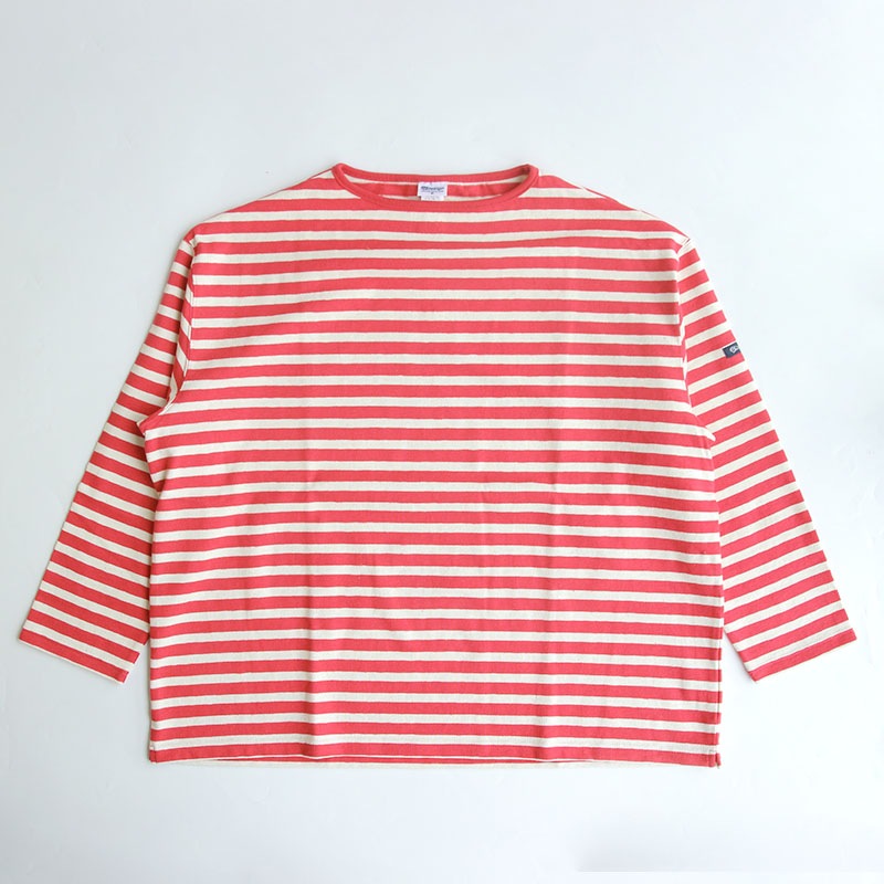 te001bdbg HDCS BIG BOAT NECK BORDER SHIRT SHOCKING PINK × NATURAL