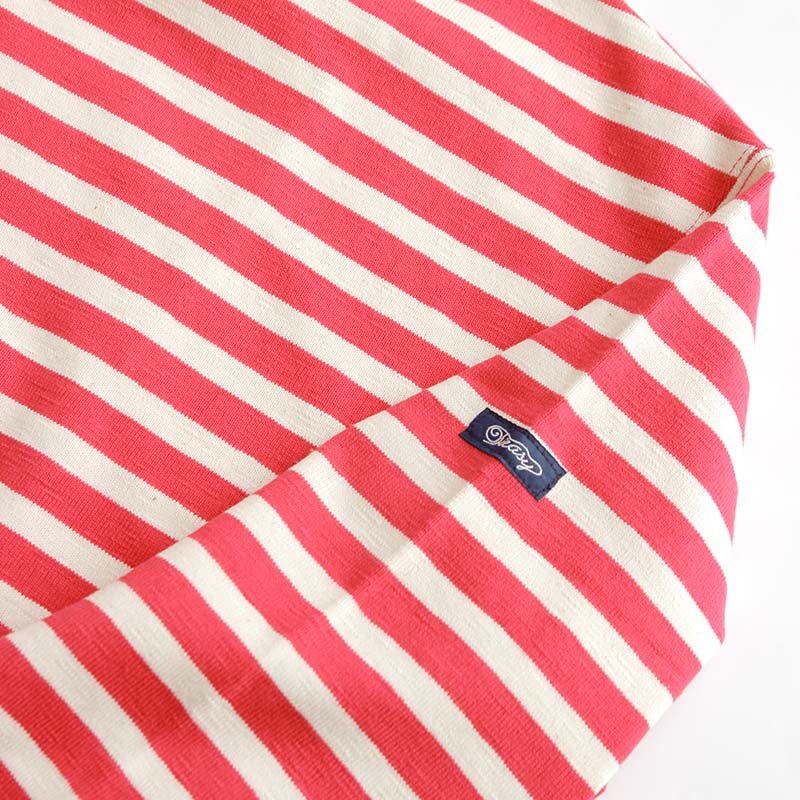 te001bdbg HDCS BIG BOAT NECK BORDER SHIRT SHOCKING PINK × NATURAL