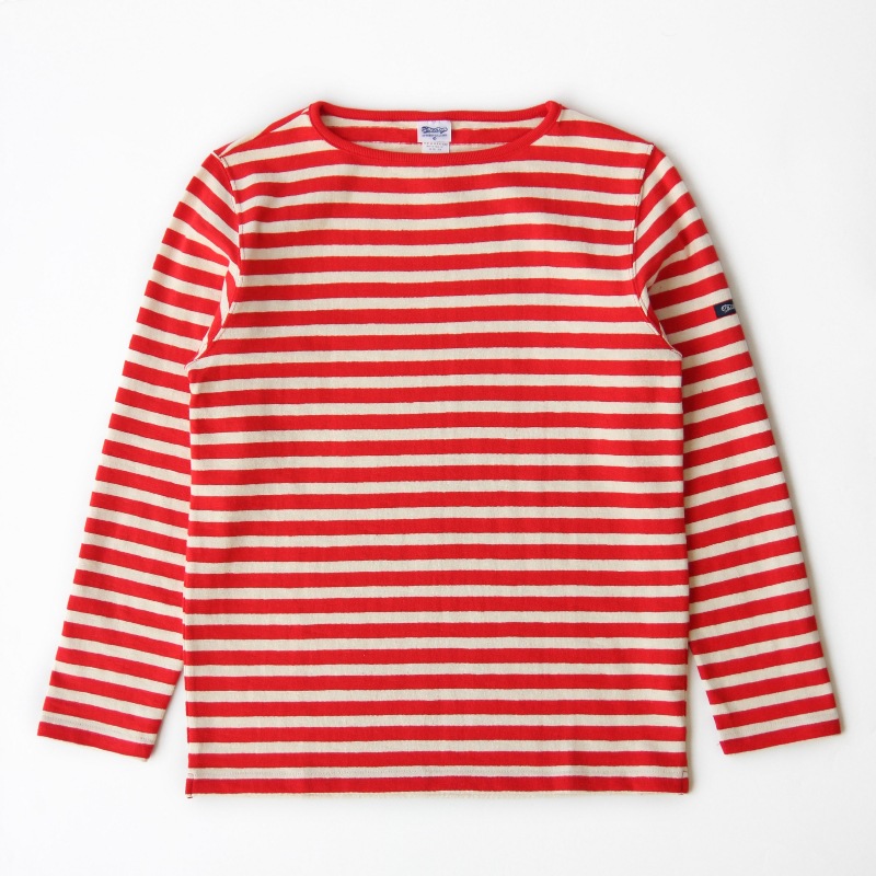 te001bd HDCS BOATNECK BORDER BASQUE SHIRT OLDRED × NATURAL