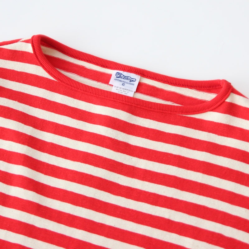 te001bd HDCS BOATNECK BORDER BASQUE SHIRT OLDRED × NATURAL