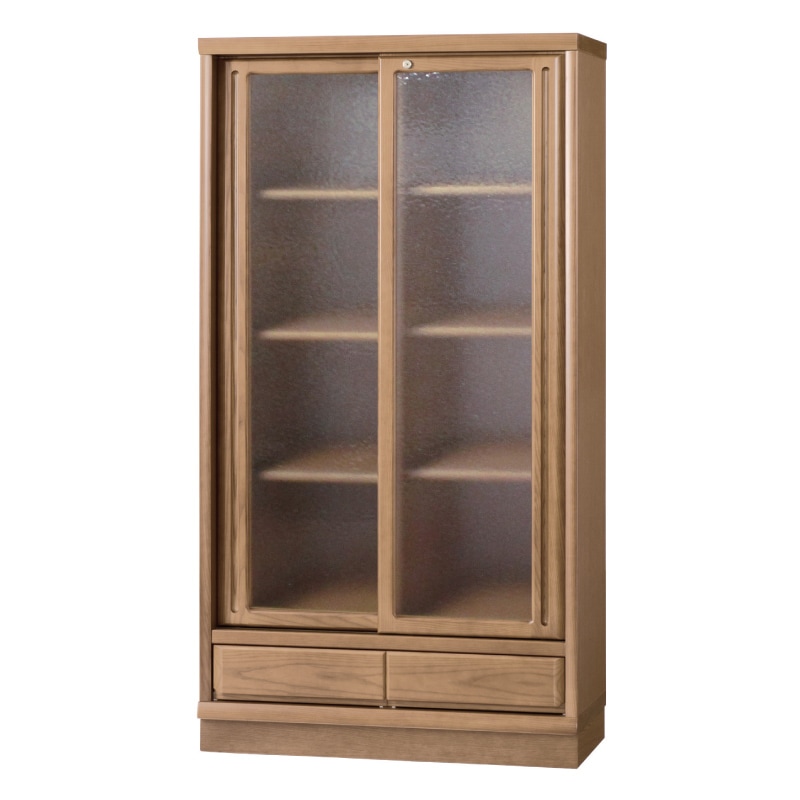 小島工芸　木製ラック ダークブラウン ガラス扉 3段 小島工芸 木製ラック ダークブラウン ガラス扉 3段