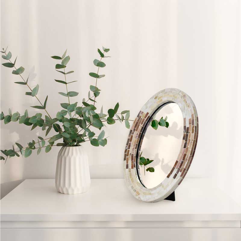 貝殻装飾のオーバルミラー 貝殻装飾のオーバルミラー