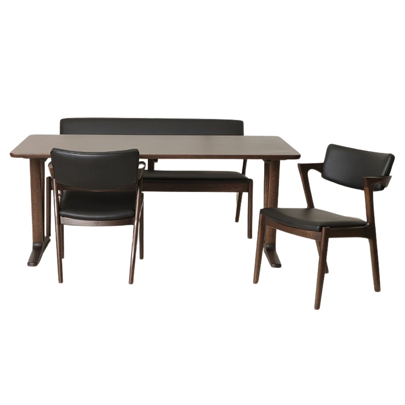 ダイニング4点セット DT-8368(165×85)+DA-8308×2+背付ベンチ（140）CA