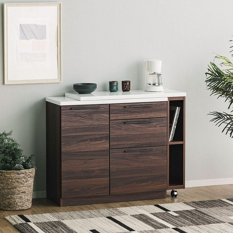 グレーステンレス製キッチンカウンター　収納　東京インテリア購入 カウンター ヴィルゴ 110カウンター BR【大型商品配送便でのお