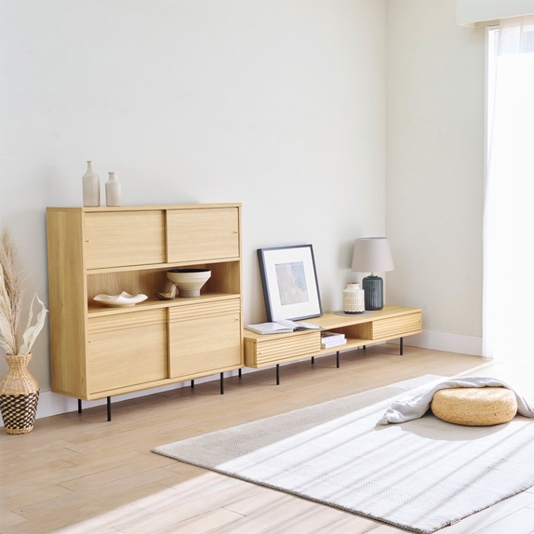 モデルルーム展示品ローボード ローボード アトモナ AMN-3518SDNA 白井産業【お客様組立品