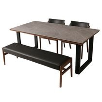 ダイニング4点セット パンテス 180×90S コーラルグレイ+パンテス180×90S用フレーム+パンテス スクエア脚+パンテス EワイドWAL/THBK×2＋パンテス 150ベンチWAL/THBK 