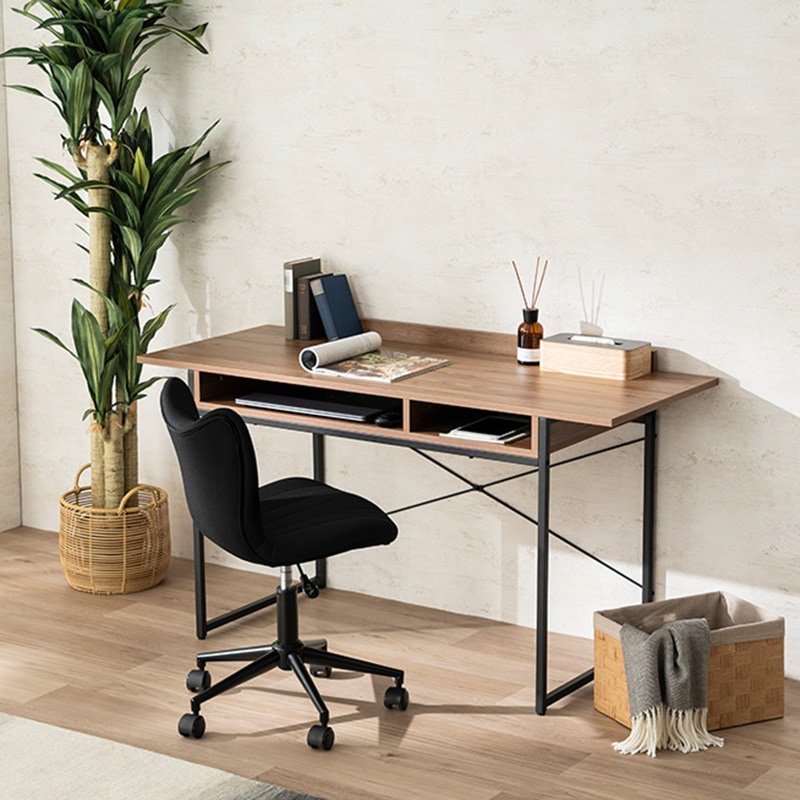 【実質送料のみ】棚付き　インテリアデスク 棚付きデスク IF ウィズダム WAL/BK【お客様組立商品】の通販｜東京