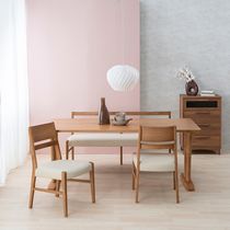 ダイニング4点セット（if NEST）SAMANTHA NEO2 180TOP OAK+SAMANTHA NEO2 2LEGS OAK+Dチェア FIGARO4 OAK/IV＋背付ベンチ VALENT