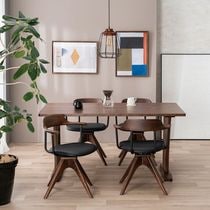 ダイニング5点セット（if NEST）SAMANTHA NEO2 150TOP WN+脚SAMANTHA NEO2 2LEGS WN+セミ回転アームチェア RONDO WN/BK【大型商品配送】