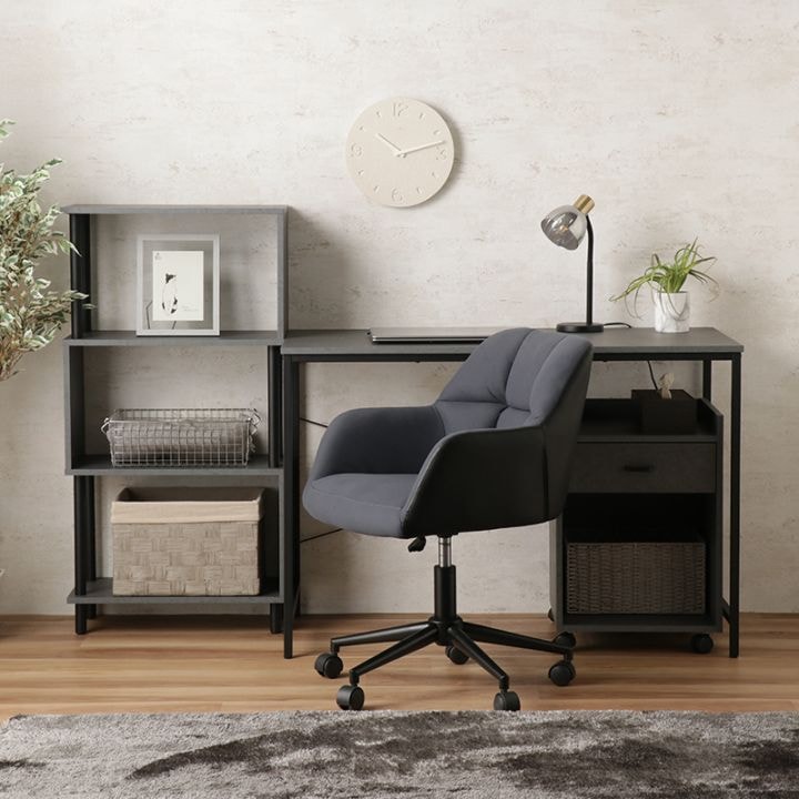 次回入荷未定】デスク3点セット IF ボルトEZ（机・棚・ワゴン）SW/BK