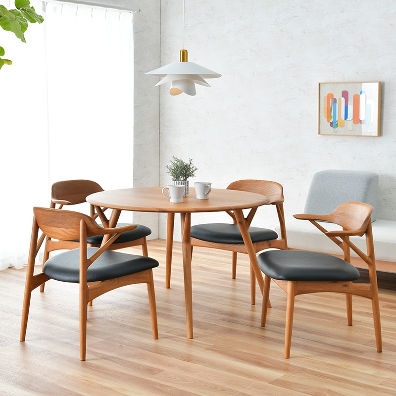 ダイニング5点セット（if NEST）Lilly2 110丸 DT レッドオーク+セミ