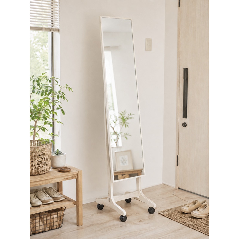 スタンドミラー IFM-3910WH Caster Mirror 【お客様組立商品】の通販