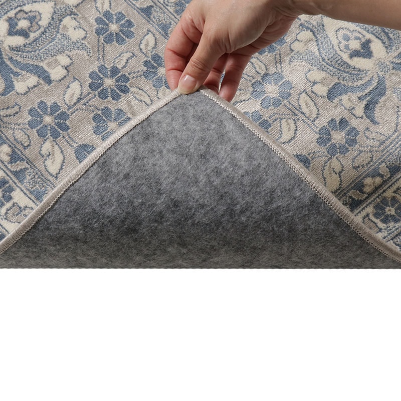 絨毯93㎝×63㎝ Medallion Kashan Black Traditional Rug - Well Woven