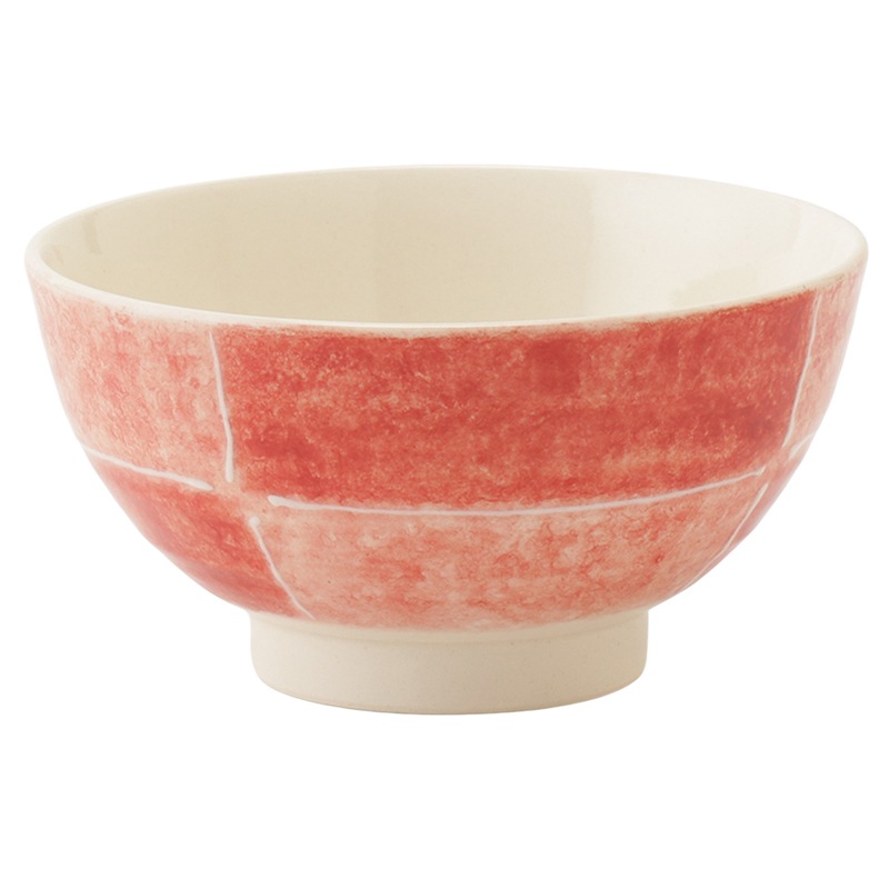 作家物　赤色とクリーム色の飯碗2個セット 飯碗 IF 一珍市松【if Home】 の通販｜東京インテリア公式通販