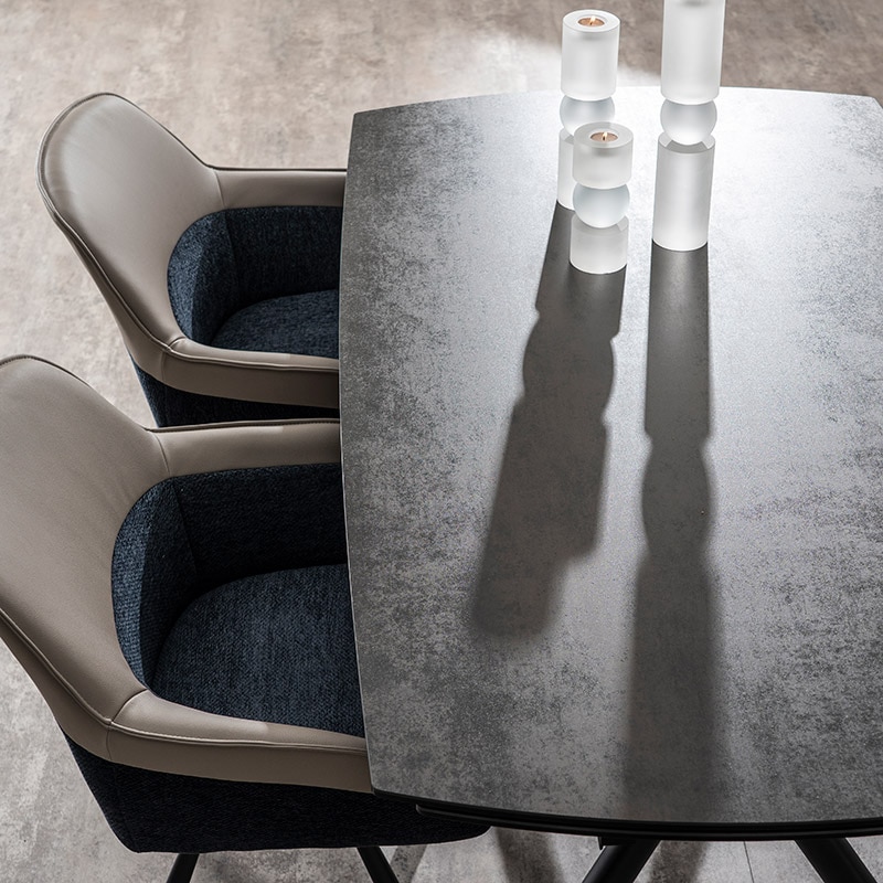 伸長ダイニングテーブル NICOLA 160EXT(HT2302B-GN)ブラック【大型商品