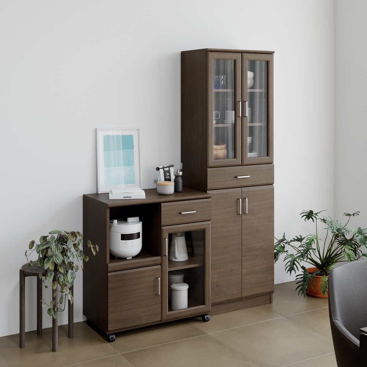 食器棚 ベアルモ BRM-1855DGH 白井産業 【お客様組立商品】の通販