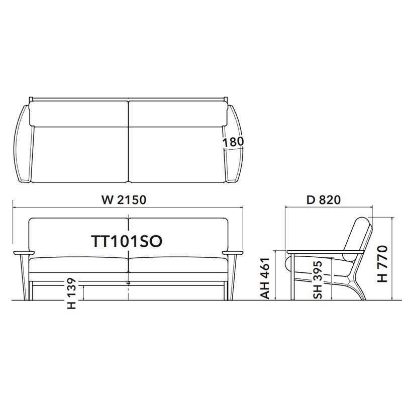 3人掛 ソファ とき葉 TT101SO WO トレントGR 飛騨産業【大型商品配送便