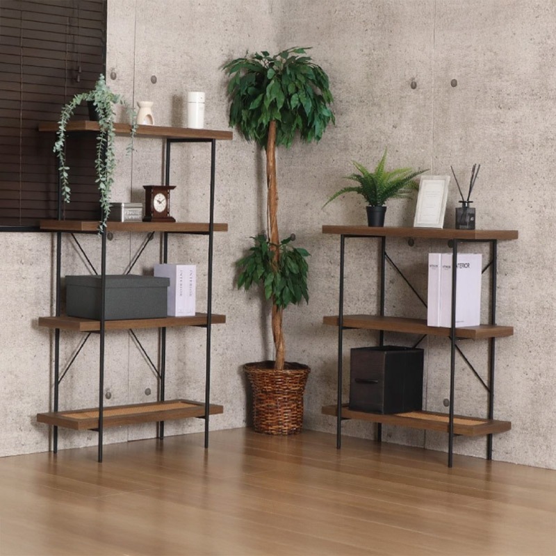 ラタン調シェルフ IF RA-3 BROAK ブラウンオーク【お客様組立商品】の