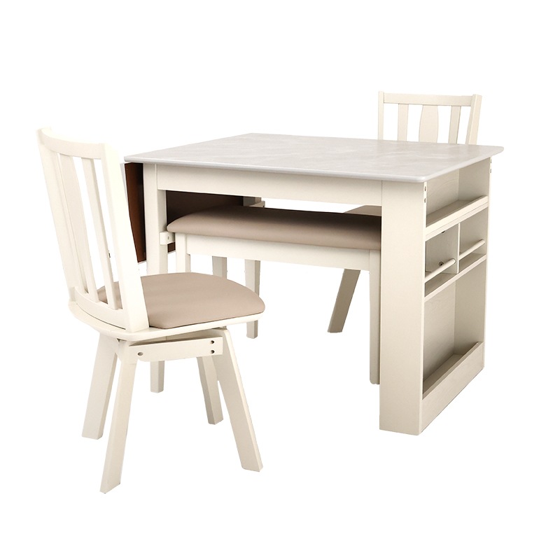 ダイニング4点セット 伸長テーブル CALM4 90EXTMHY/M-LGY + 回転チェア