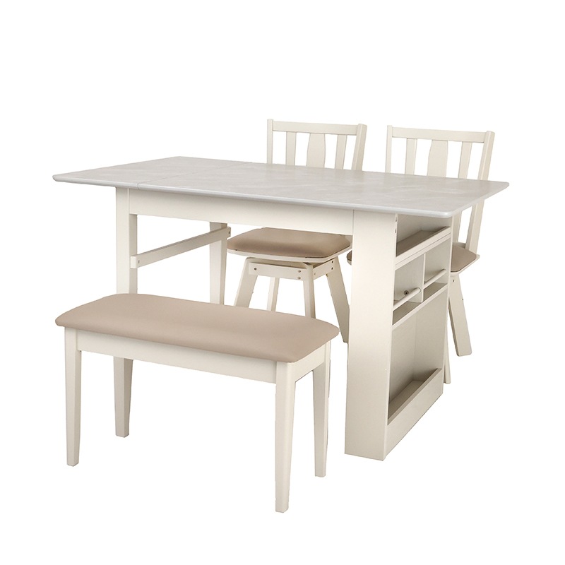 ダイニング4点セット 伸長テーブル CALM4 90EXTMHY/M-LGY + 回転チェア