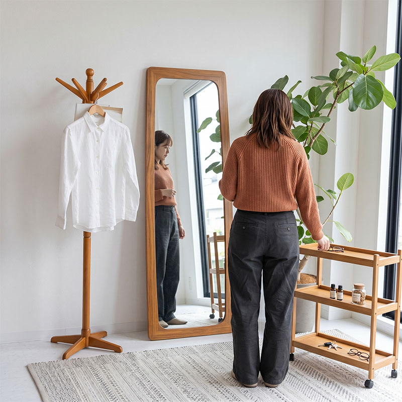 H23K81b キットファニチア KIT FURNITURE スタンドミラー スタンドミラー HEM-3772NA Herit.Mirrorの通販｜東京インテリア公式通販