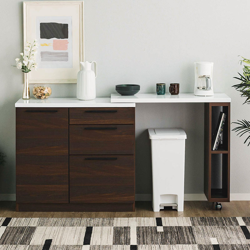 グレーステンレス製キッチンカウンター　収納　東京インテリア購入 カウンター ヴィルゴ 110カウンター BR【大型商品配送便でのお