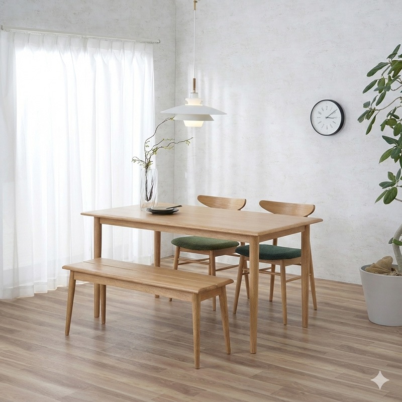 ダイニング4点セット レヴィ テーブル135DT OAK + チェアDC OAK