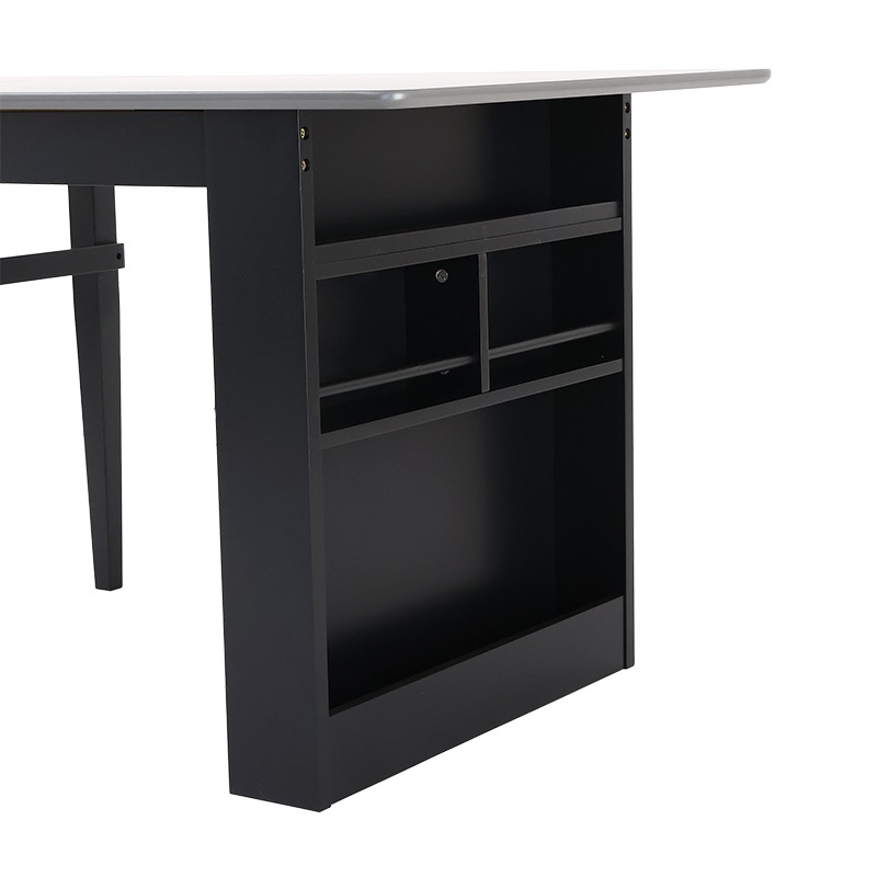 ダイニング4点セット 伸長テーブル CALM4 90EXT BK/M-GY + 回転チェア