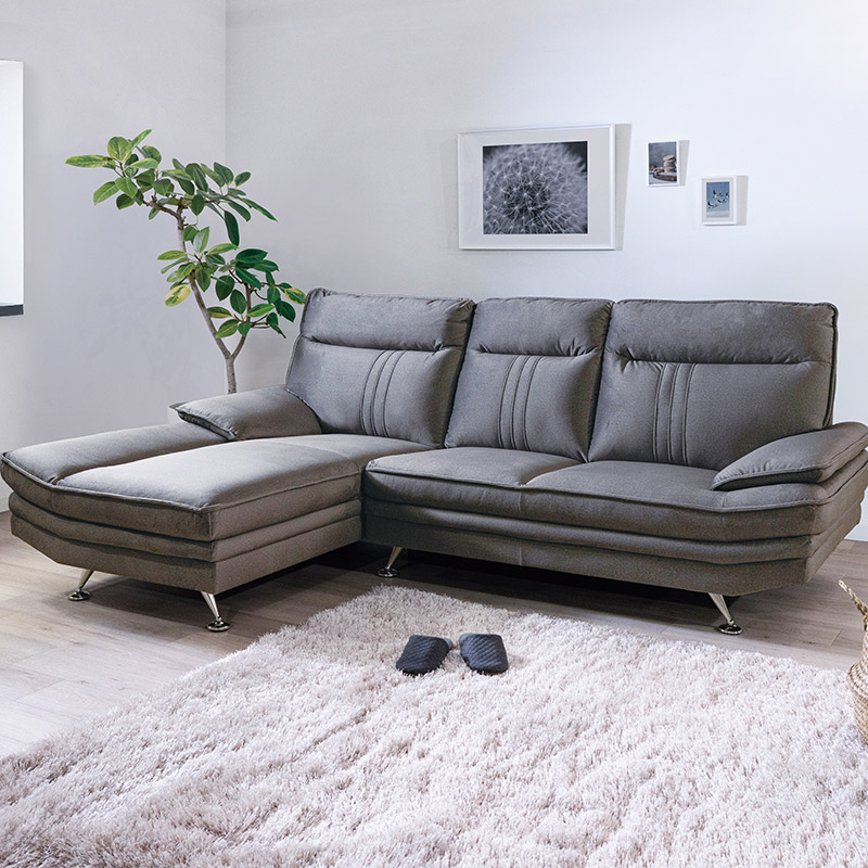 カウチソファ Nビリー 2PL+CR 撥水FAB カウチの向き座って右【大型商品