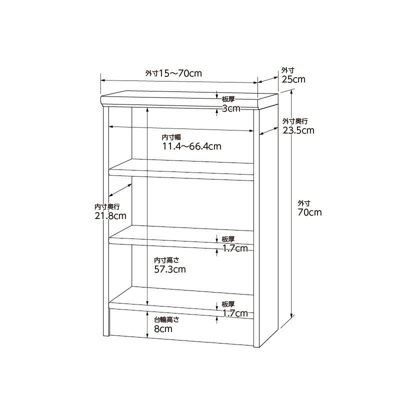 お客様組立商品】オーダーラック奥行25cmスリムレギュラー〔標準棚板