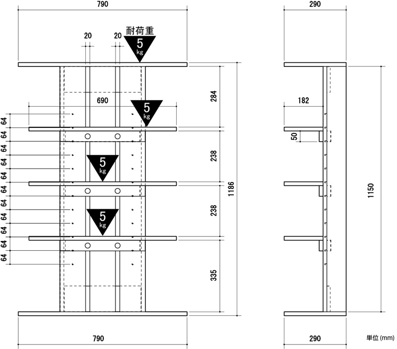 オープンシェルフ IF-トレッカー-TK-1280SH【お客様組立商品】の通販