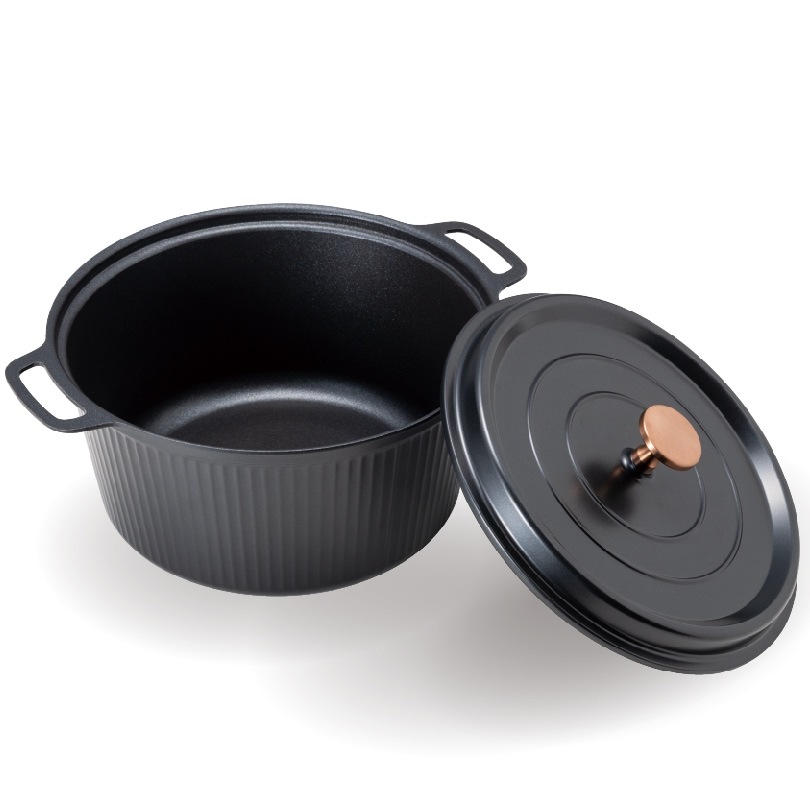 無水鍋2点 無水調理ができるセラミック加工IH対応 両手鍋 22cm レッド