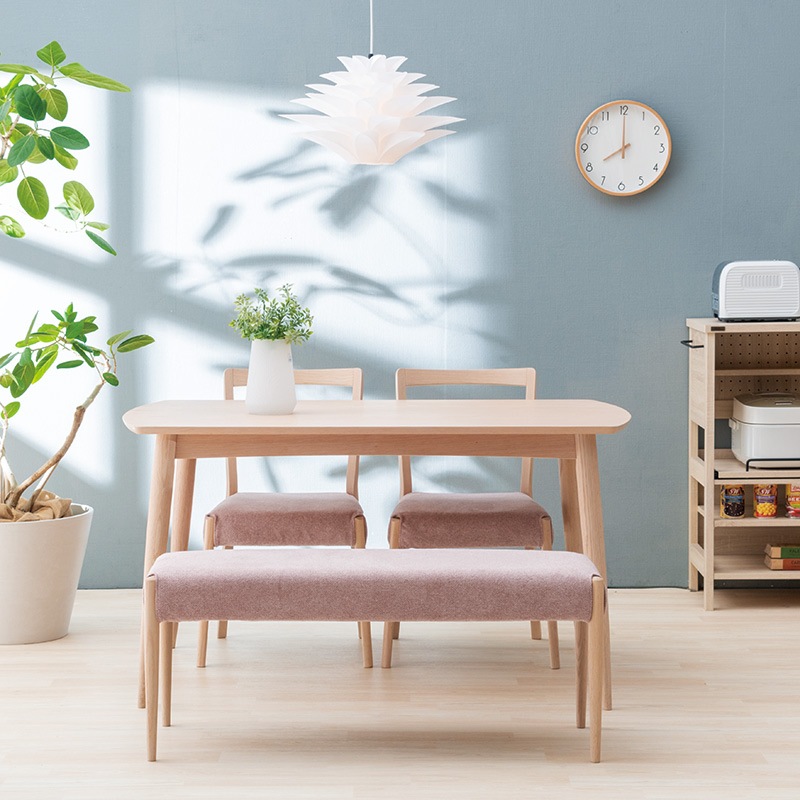 ダイニングセット オークライフ2 テーブル135OWH チェアC2 N.PVC/OWH ベンチN.PVC/OWH チェアカバーLARC C