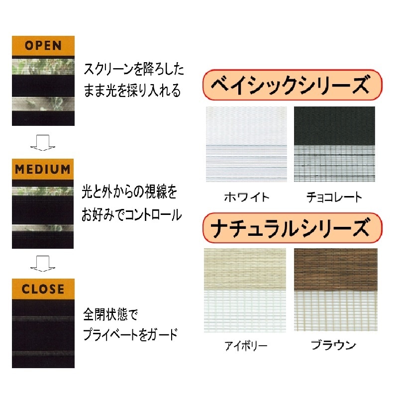 調光ロールスクリーン センシア 幅180cm×高さ200cm トーソー製の