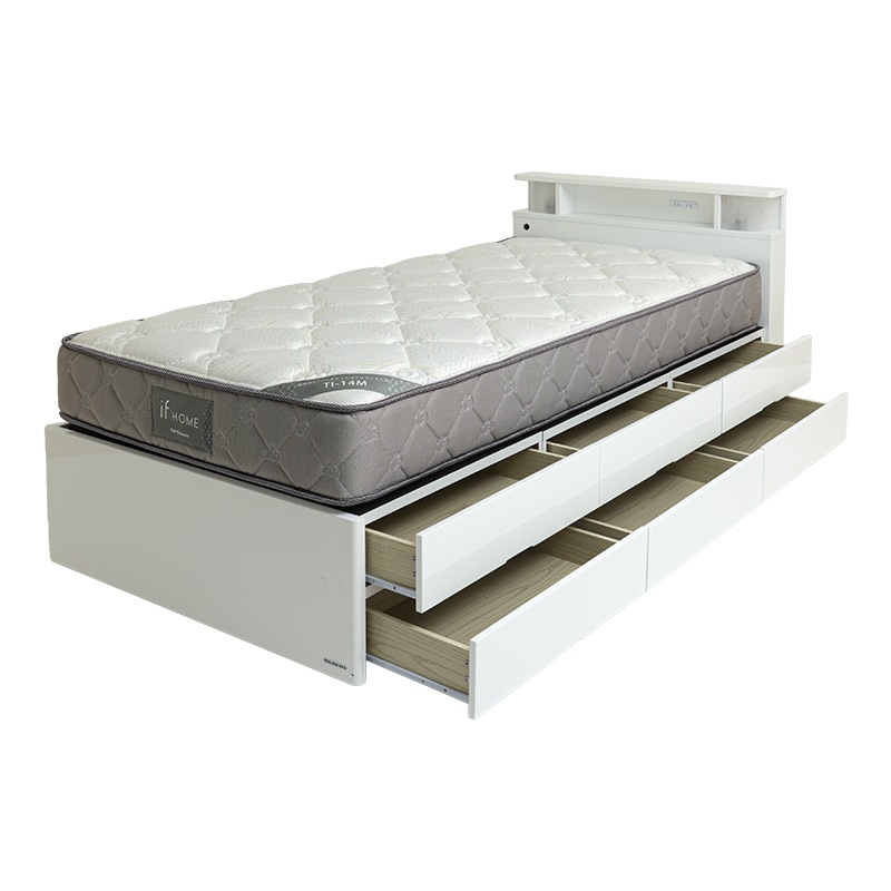 チェストベッド ベッドフレーム ネピア WH Sシングル【大型商品配送