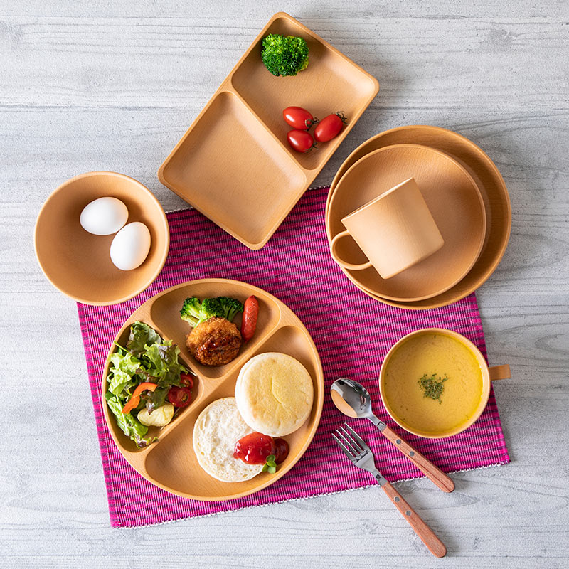 インテリアに調和するやさしい木目のサークル サークルプレートS IF90622木のような抗菌の食器の通販｜東京