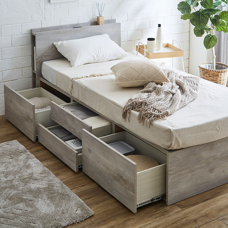 チェストベッドフレーム アビー GY【大型商品配送】の通販｜東京