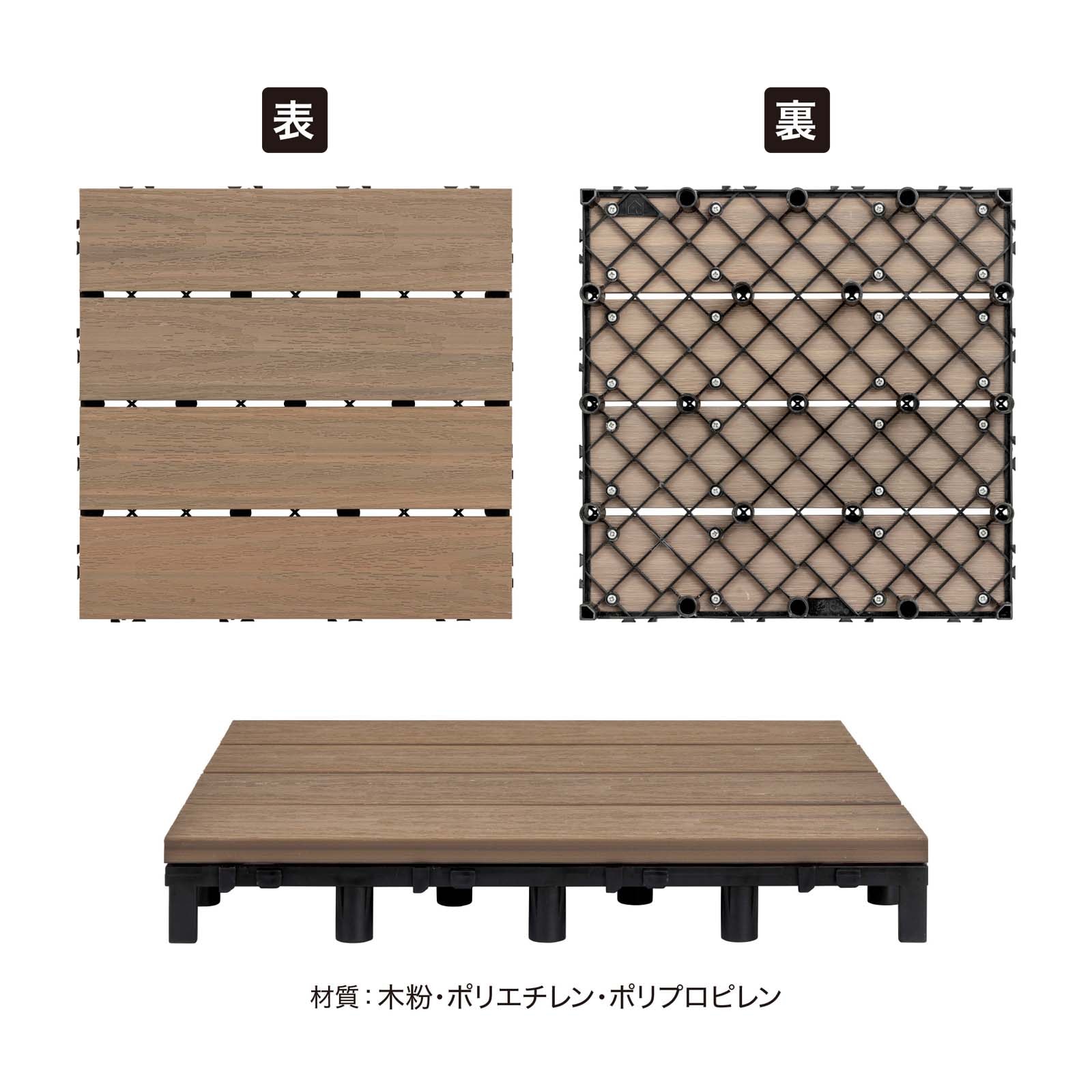 ベースアップ敷くだけデッキ 人工木 ウォールナット 9枚組【色や質感の