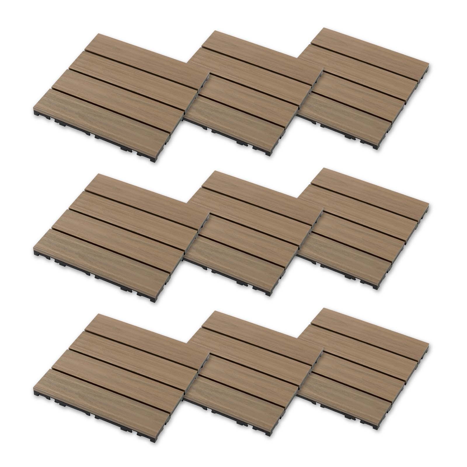 ベースアップ敷くだけデッキ 人工木 ウォールナット 9枚組【色や質感の