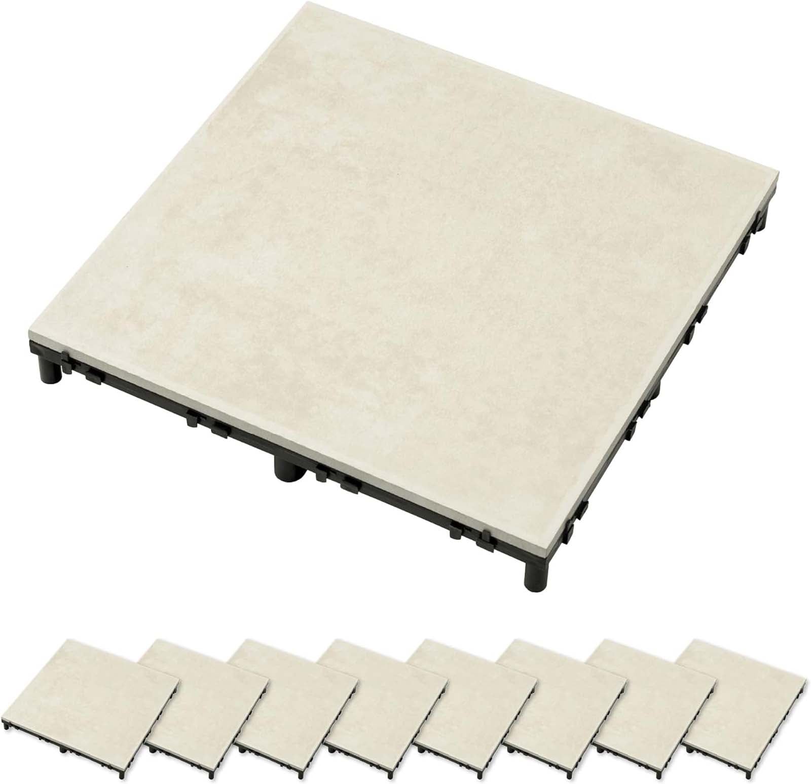 ベースアップ敷くだけタイル 磁器 ベージュ 9枚組【色や質感の違い