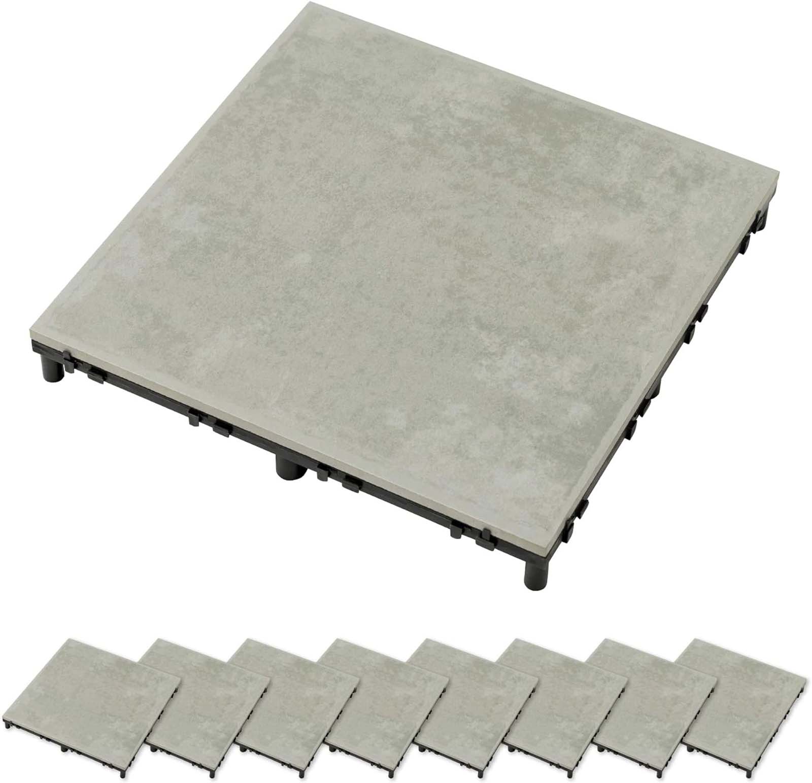 to　ユニバーサルトレーのみ ベースアップ敷くだけタイル 磁器 ライトグレー 9枚組【色や質感の違い