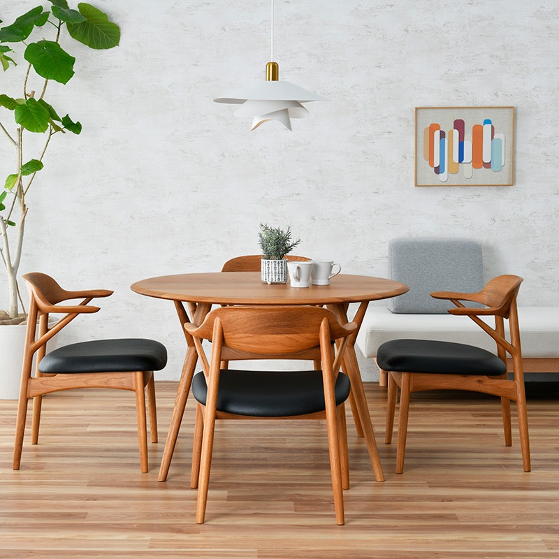 ダイニング5点セット（if NEST）Lilly2 110丸 DT レッドオーク+セミ