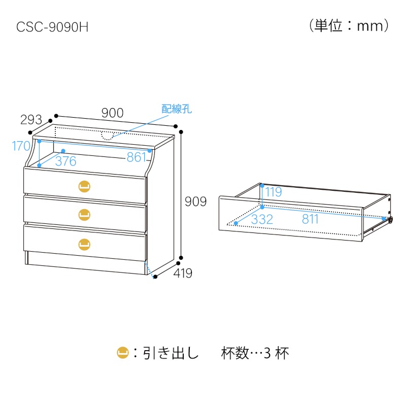 チェスト チェスカ CSC-9090H 白井産業【お客様組立商品