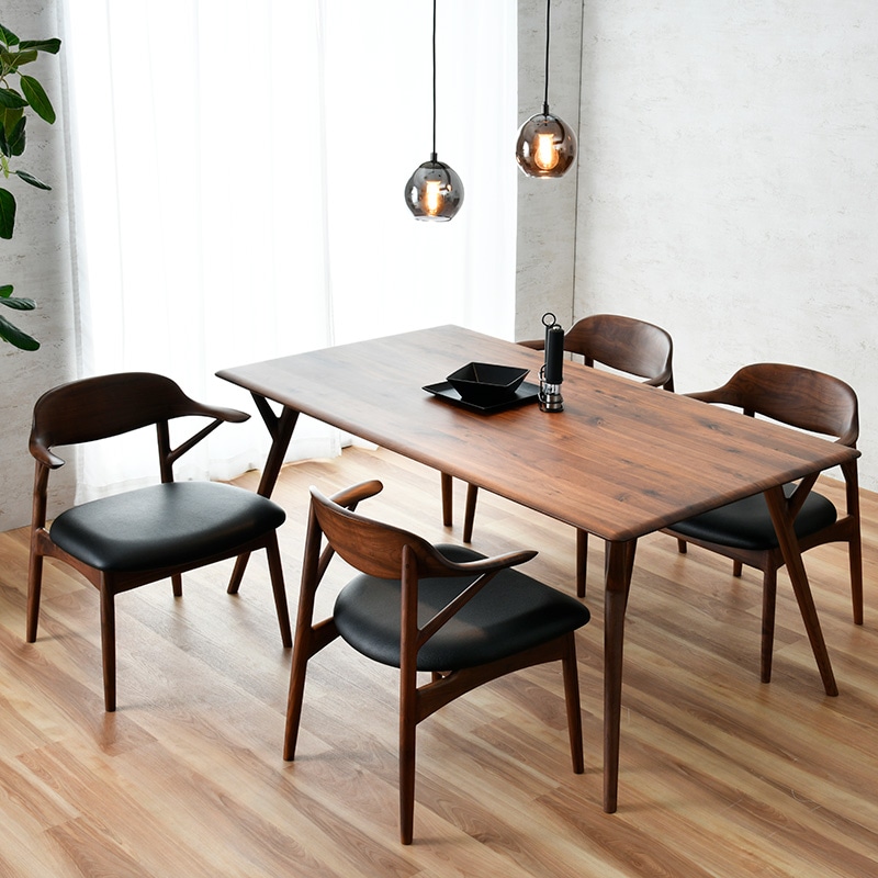 ダイニング5点セット（if NEST）Lilly 165 DT ウォールナット+セミ