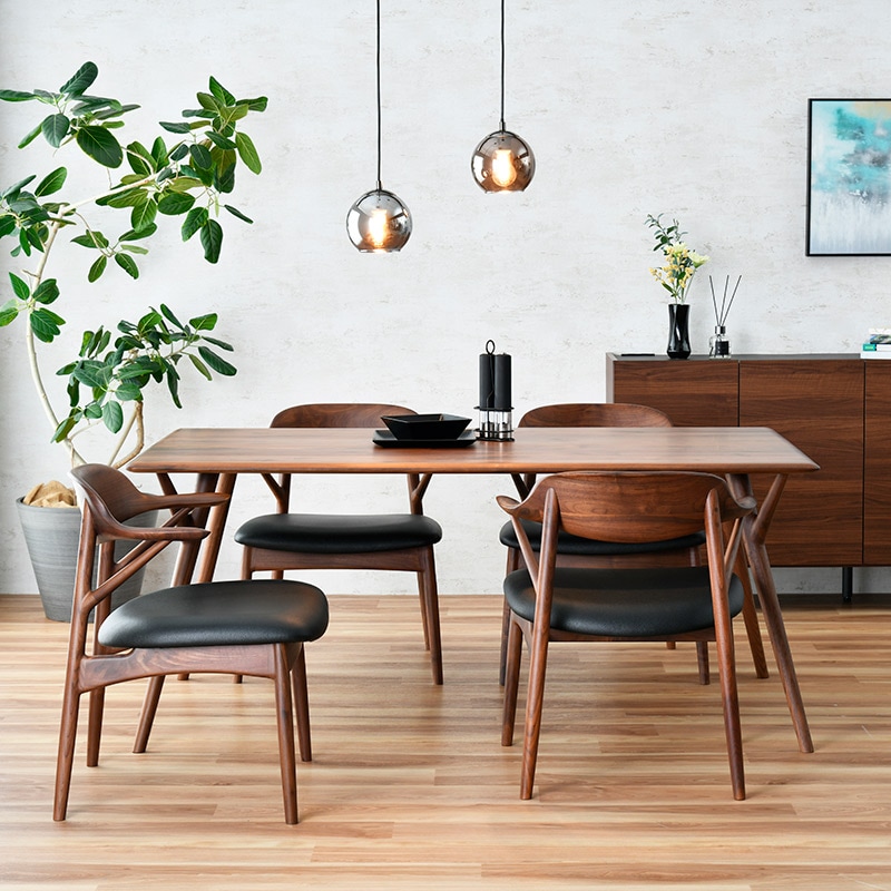 ダイニング5点セット（if NEST）Lilly 165 DT ウォールナット+セミ