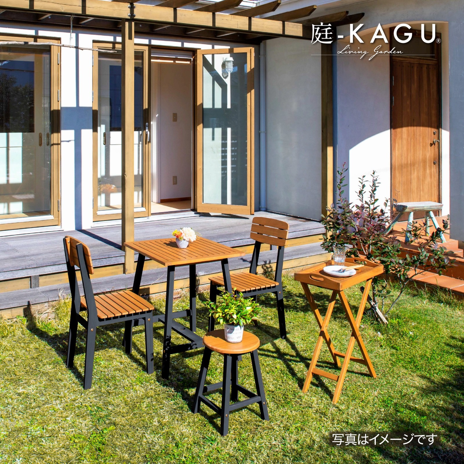 タカショー ガーデンテーブル マリーウッド テーブル  耐久性に優れているユーカリ材 屋外 ベランダ タカショー ガーデンテーブル マリーウッド テーブル ノワール 天然木