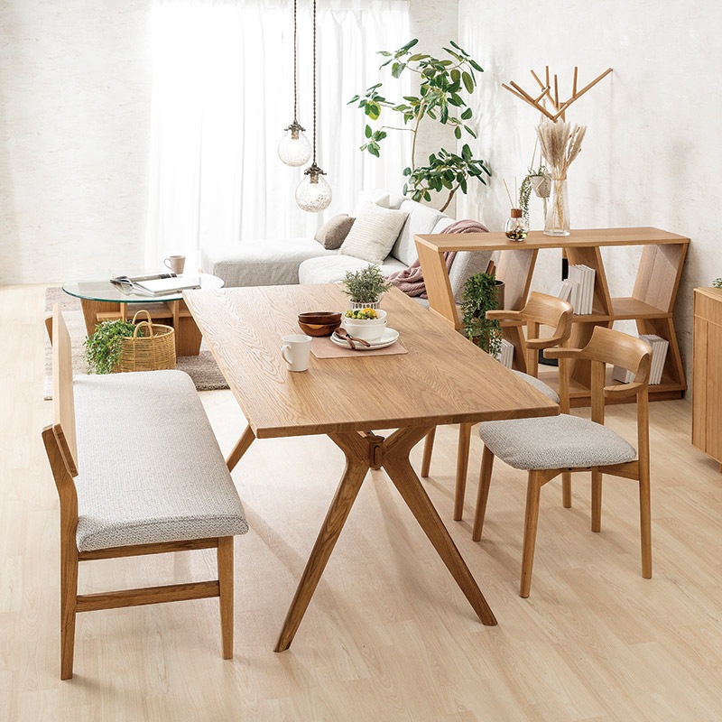 ダイニング4点セット Thor 180TOP NA + X オーク脚NA + セミアーム