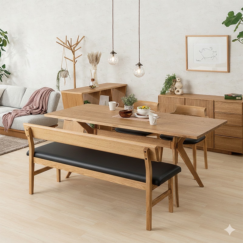 ダイニング4点セット Thor 180TOP NA + X オーク脚NA + セミアーム