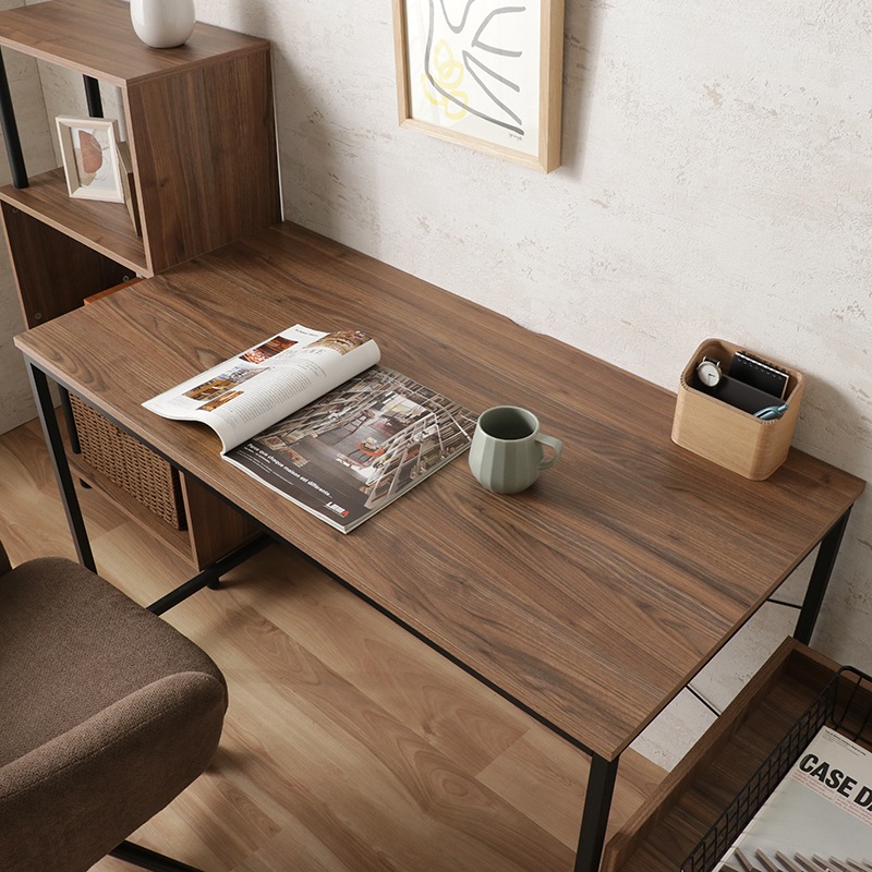 デスク3点セット IF ボルトEZ WAL/BK【お客様組み立て商品】の通販 デスク3点セット IF ボルトEZ WAL/BK【お客様組み立て商品】の通販