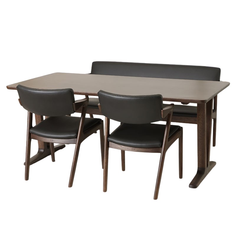 ダイニング4点セット DT-8368(165×85)+DA-8308×2+背付ベンチ（140）CA